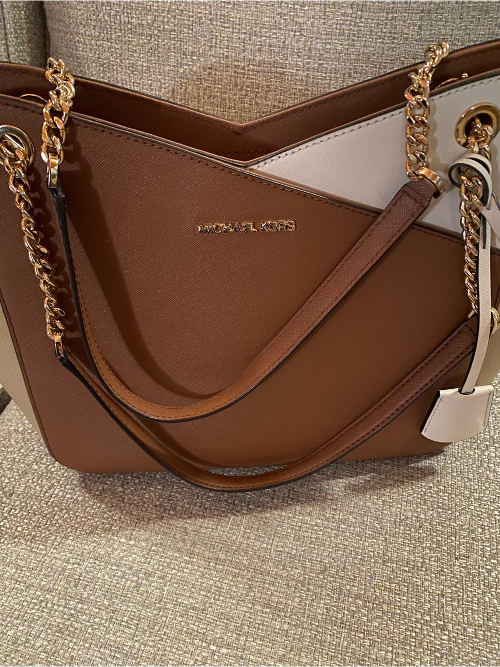 Michael Kors Brown & Cream Tote Bag - Picture 2 of 7